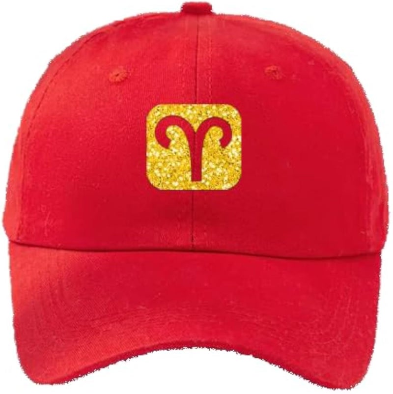 CAP (RED) Golden logo for men and women with sun protection.sports cap with distinctive shapes(Aries) (115)