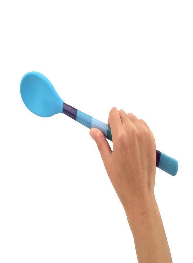 French Bull Easy Grip Melamine Handle Silicone Non-stick Heat Resistant BPA-free Chef Kitchen Utensils for Cooking, Mixing, Baking - Blue, Spoon - Image 5