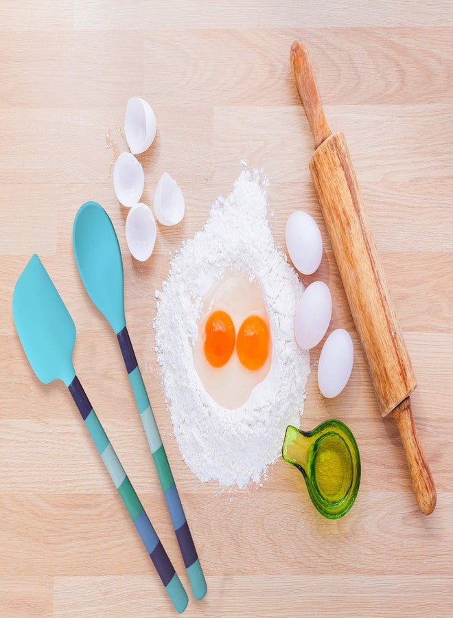 French Bull Easy Grip Melamine Handle Silicone Non-stick Heat Resistant BPA-free Chef Kitchen Utensils for Cooking, Mixing, Baking - Blue, Spoon - Image 3