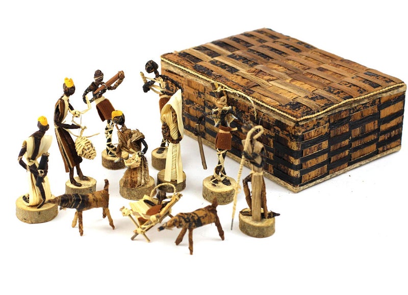 Global Crafts Nativity Set Handmade in Kenya from Banana Fiber - Image 1