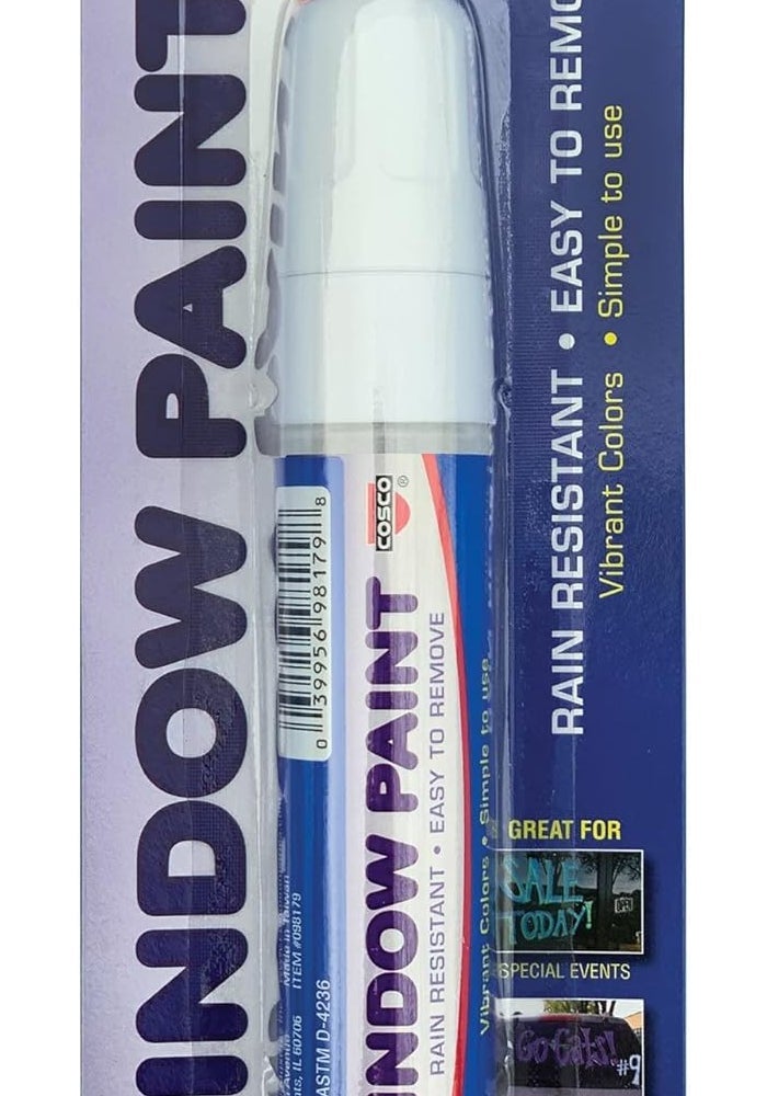 Cosco Window Paint Marker with White Ink - Easy to Remove and Rain Resistant - Image 3