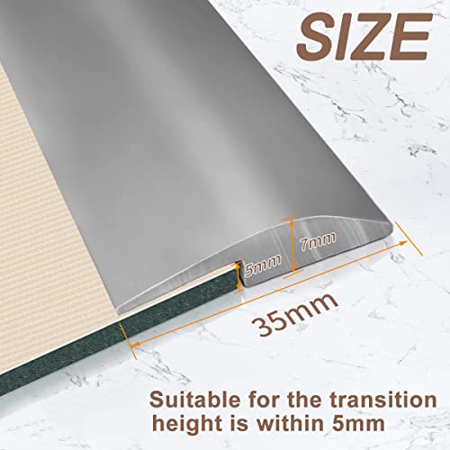 SUVEUS 10Ft Floor Transition Strip, Self Adhesive Carpet Edging Trim Strip, Threshold Strips for Threshold Height Less Than 5 mm (Grey) - Image 2