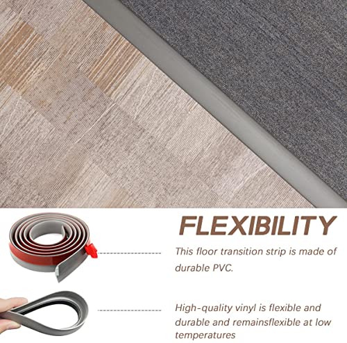 SUVEUS 10Ft Floor Transition Strip, Self Adhesive Carpet Edging Trim Strip, Threshold Strips for Threshold Height Less Than 5 mm (Grey) - Image 3