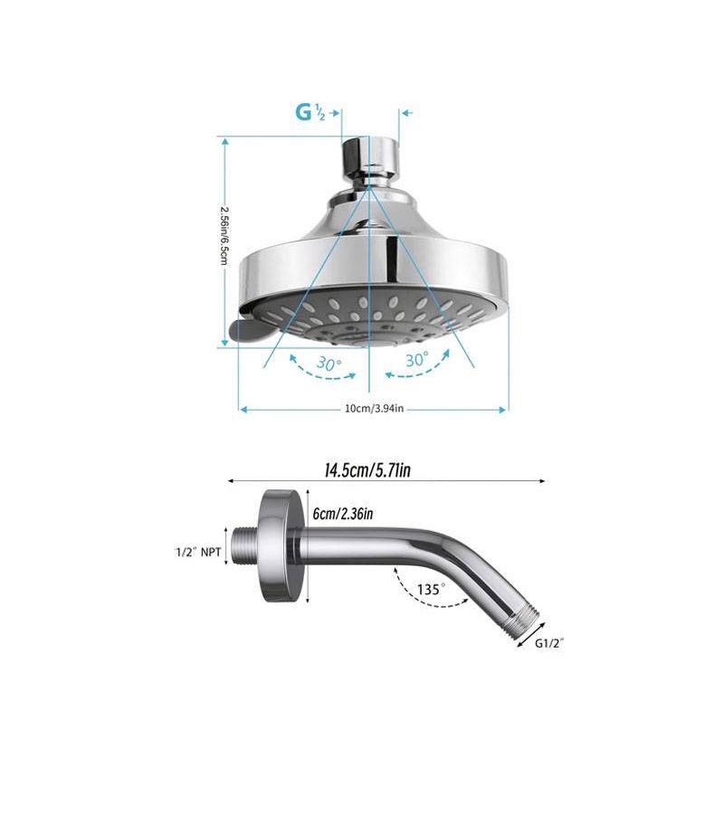 2026 New 2 Pack High Pressure 5 Setting Shower Head Silvery with 5.9in Hose - Image 1