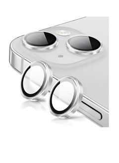 Generic Compatible with iPhone 15/15 Plus & iPhone 14/14 Plus Camera Lens Protector, Anti-Scratch HD Tempered Glass Lens Screen Protection Cover, Metal Individual Lens Ring (Diamond Silver)  - Image 3