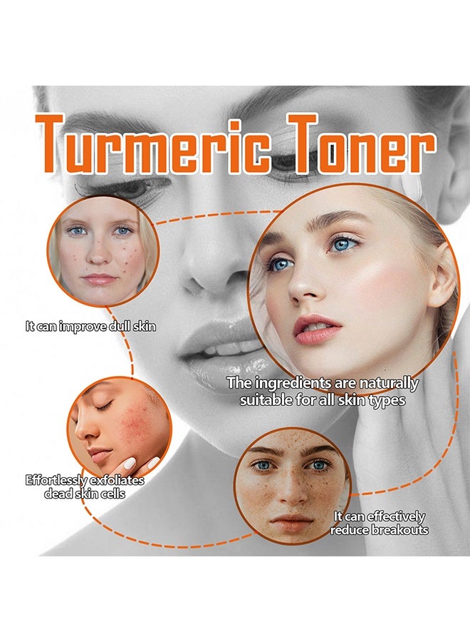 WEST MONTH Turmeric Refreshing Toner, Deep Moisturizing With Hyaluronic Acid & Natural Turmeric, Facial Toner For Acne Prone Skin, Evens Skin Tone, Anti-Wrinkle, Long-Lasting Hydration, Soothing, Dark Spot Correcting Hydrating Face Toner, 100ml - Image 4