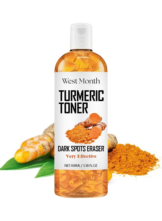 WEST MONTH Turmeric Refreshing Toner, Deep Moisturizing With Hyaluronic Acid & Natural Turmeric, Facial Toner For Acne Prone Skin, Evens Skin Tone, Anti-Wrinkle, Long-Lasting Hydration, Soothing, Dark Spot Correcting Hydrating Face Toner, 100ml - Image 1