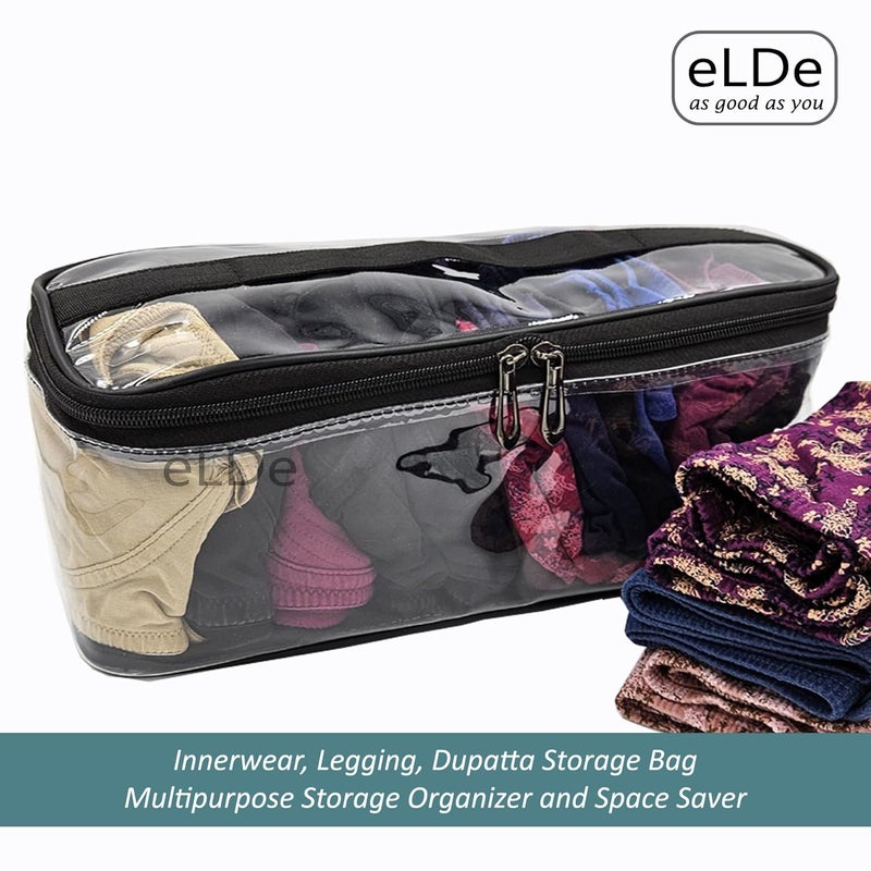 ELDE Pack of 4 Innerwear Organizer for Wardrobe Legging Storage Bag Dupatta Organizer Storage Bag, Storage Pouch for Travel, Wardrobe Organiser for Storage, Undergarment Organiser for Women (4) - Image 5