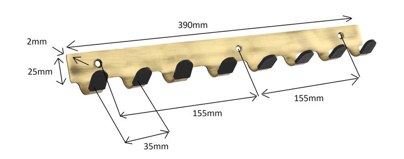 Chitra 8 Pin Curve Stainless Steel Wall Hooks for Hanging Cloth and Towel Hangers for Wall Hook,Door Hangers,Hook Rail (Pack of 6,Antique Brass Matt Finish) - Image 3