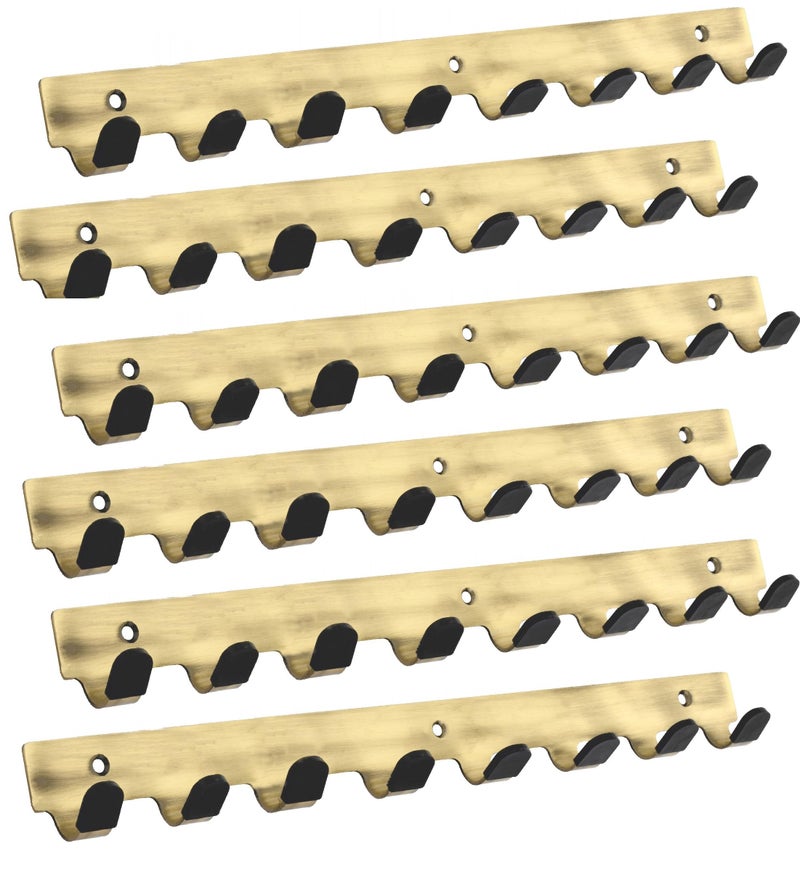 Chitra 8 Pin Curve Stainless Steel Wall Hooks for Hanging Cloth and Towel Hangers for Wall Hook,Door Hangers,Hook Rail (Pack of 6,Antique Brass Matt Finish) - Image 2