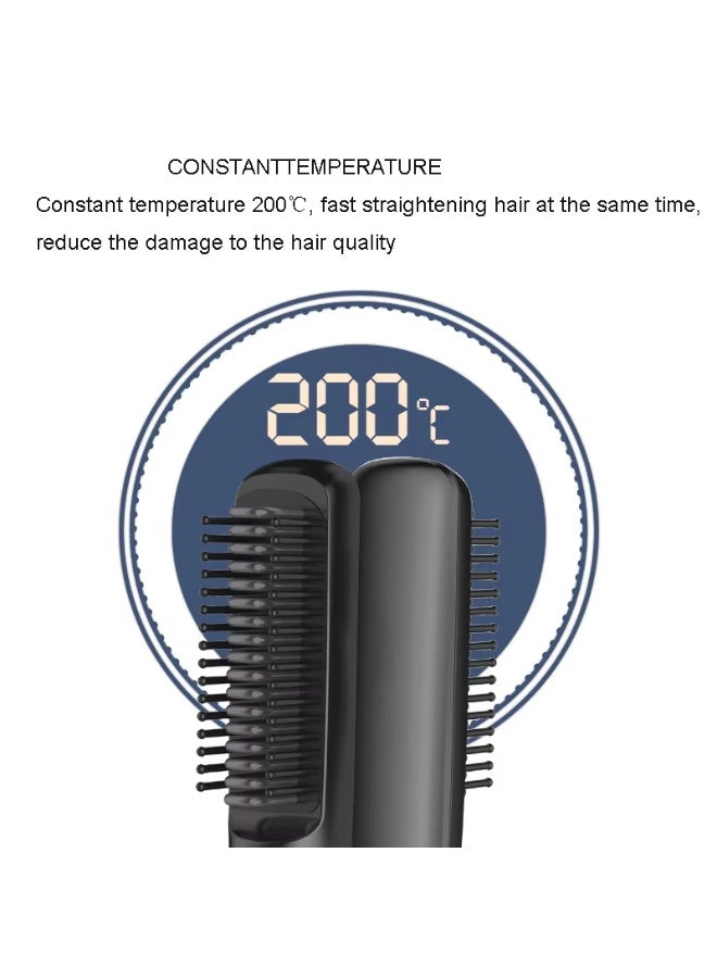 مشط فرد الشعر اللاسلكي الجديد بشاشة رقمية قابلة لإعادة الشحن، صغير محمول للسفر للعناية بالشعر، مشط فرد الشعر وتجعيده ثنائي الاستخدام - Image 4