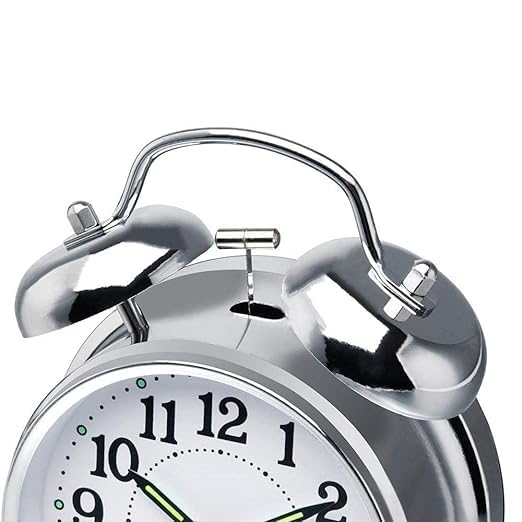 CHIRNOZ Chirnoz Vintage Twin Bell Table Top Alarm Clock With Night Led Light Display Alarm Clock For Bedroom Heavy Sleepers Kids And Students Silver Digital 22 X 15 Inch  - Image 2