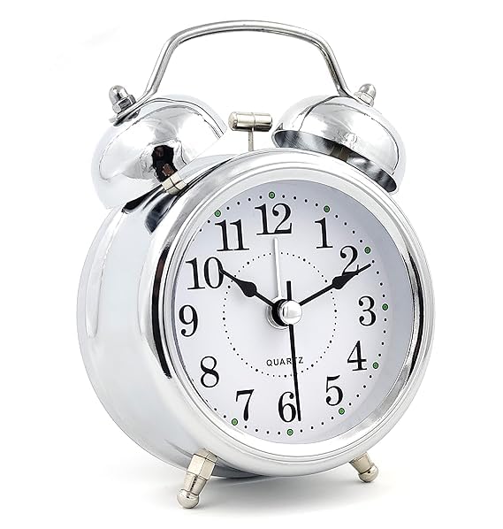 CHIRNOZ Chirnoz Vintage Twin Bell Table Top Alarm Clock With Night Led Light Display Alarm Clock For Bedroom Heavy Sleepers Kids And Students Silver Digital 22 X 15 Inch  - Image 5