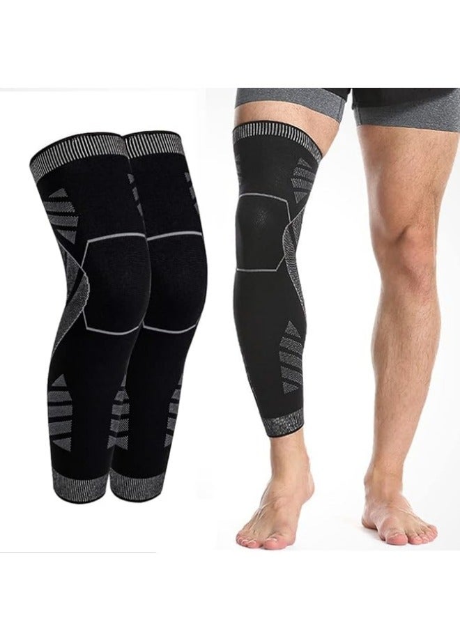 NIBEMINENT 1 pair Lengthened Compression Knee Pads，Knee Brace Leg Compression Sleeve， Badminton Sports Knee Pads for Basketball Football Mountaineering Running - Image 1