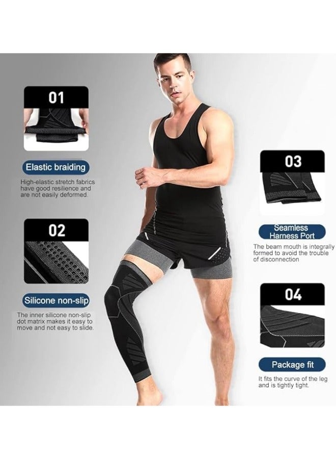 NIBEMINENT 1 pair Lengthened Compression Knee Pads，Knee Brace Leg Compression Sleeve， Badminton Sports Knee Pads for Basketball Football Mountaineering Running - Image 4