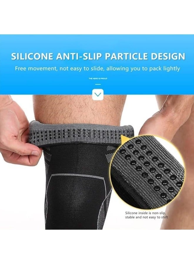 NIBEMINENT 1 pair Lengthened Compression Knee Pads，Knee Brace Leg Compression Sleeve， Badminton Sports Knee Pads for Basketball Football Mountaineering Running - Image 5