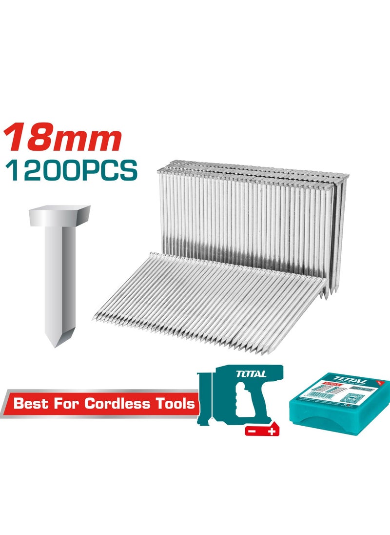 TOTAL - Total Concrete Nails – 1200pcs 18mm, Heavy Duty, for Concrete, Brick & Masonry – 6.4mm Nail Head, 2.2mm Shank, Plastic Storage Box Included - Image 1