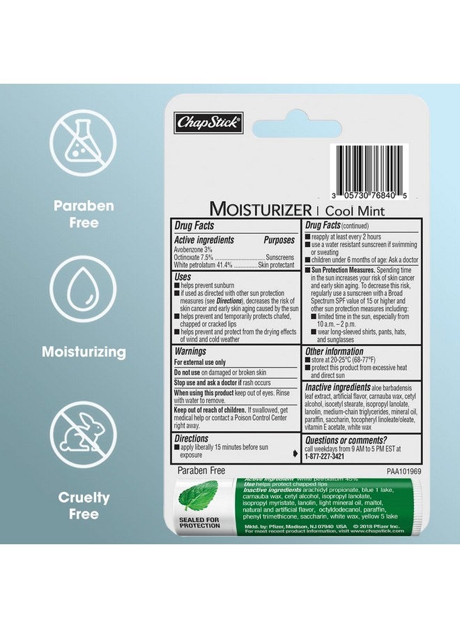 تشابستيك مرطب شفاه تشابستيك 2 في 1 للعناية بالشفاه بعامل حماية من الشمس 15، عبوة من 3 قطع + مرطب شفاه كلاسيكي بنكهة النعناع، عبوة من قطعتين، 0.15 أونصة (مجموعة من 5 قطع) - Image 2