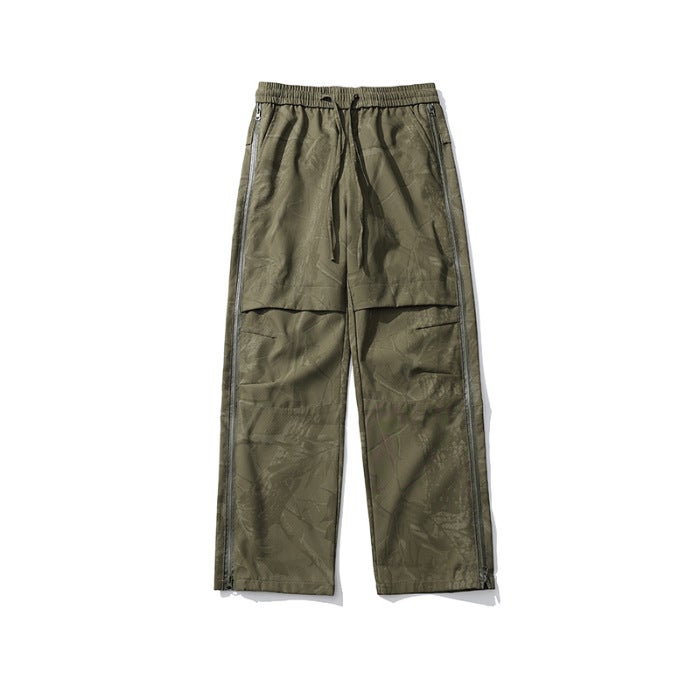 Izexx Green Label - Mountain Style Outdoor American Retro Workwear Casual Pants Light Mature Style Paratrooper Tactical Pants Camouflage branch green