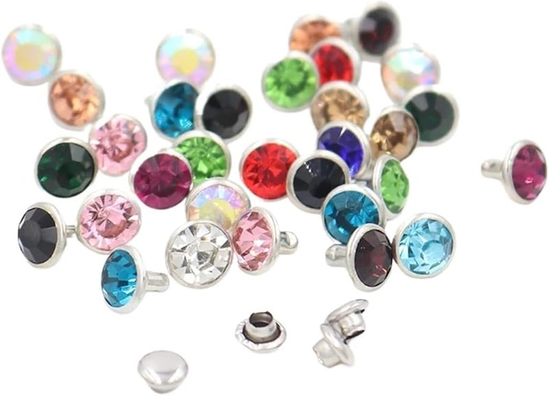 6mm Diamond Shape Rhinestone Rivets 500 Sets Mix Color Leathercraft DIY Studs - Image 2
