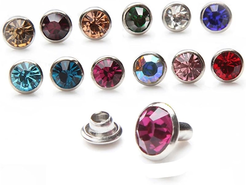 6mm Diamond Shape Rhinestone Rivets 500 Sets Mix Color Leathercraft DIY Studs - Image 4