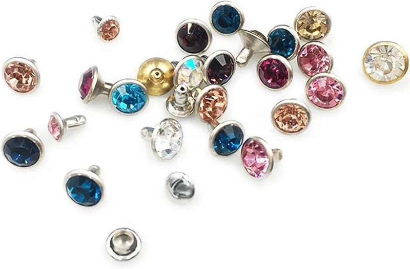 6mm Diamond Shape Rhinestone Rivets 500 Sets Mix Color Leathercraft DIY Studs - Image 3