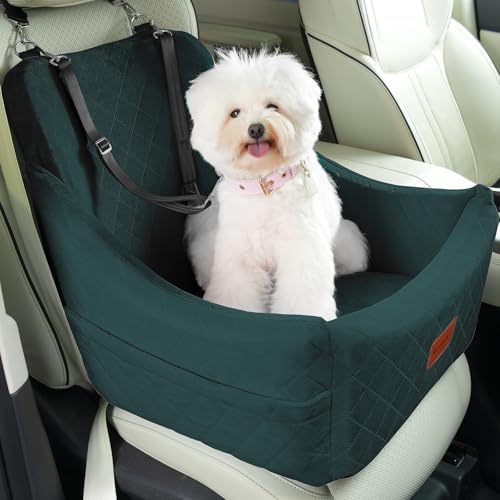 WOOAIDAGG Dog Car Seat for Medium Dogs Pet Travel Bed with Seat Belt Channel Fully Detachable and Washable 3 Straps Easy to Install Green - Image 1