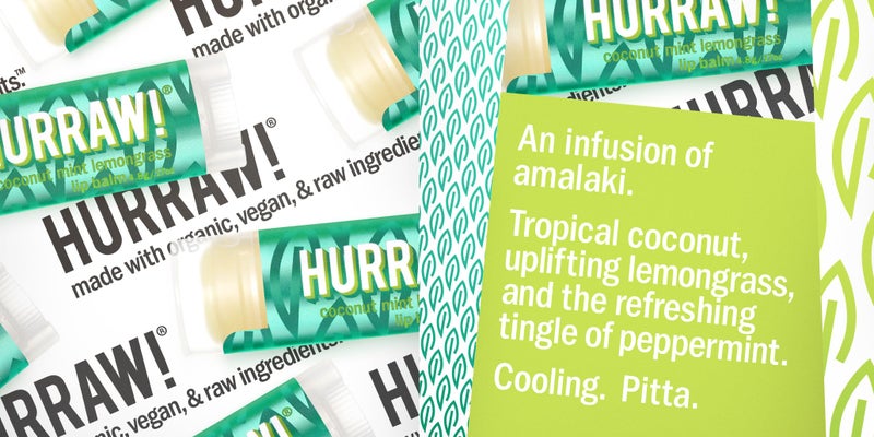Hurraw! Pitta (Coconut, Mint, Lemon Grass), Kapha (Grapefruit, Ginger, Eucalyptus), Vata (Almond, Cardamon Rose) Lip Balms, 3 Pack Bundle: Organic, Certified Vegan, Cruelty, Gluten Free, 100% Natural - Image 3