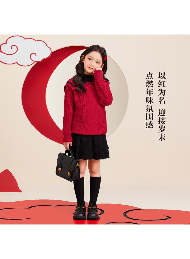 Zuoxi girls' Big Lapel Sweater Kids Knitwear Chinese New Year Outfit Winter Fashion Girls' Trendy Winter Clothes - Image 4
