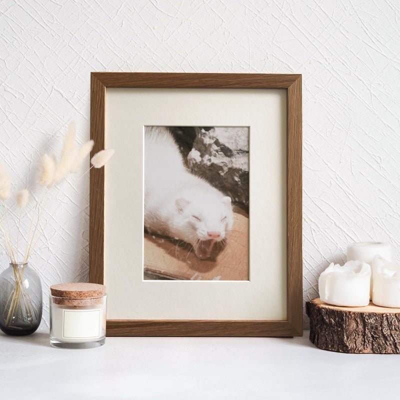 wallwisy 8x10 Picture Frame, Solid Oak Wood 8 x 10 Photo Frame with Mat to 5x7(Openning Size is 4.5x6.5), 10x8 Picture Frames for Wall and Tabletop Display, Natural Oak 8x10 Frame, (Walnut Set of 1) - Image 2
