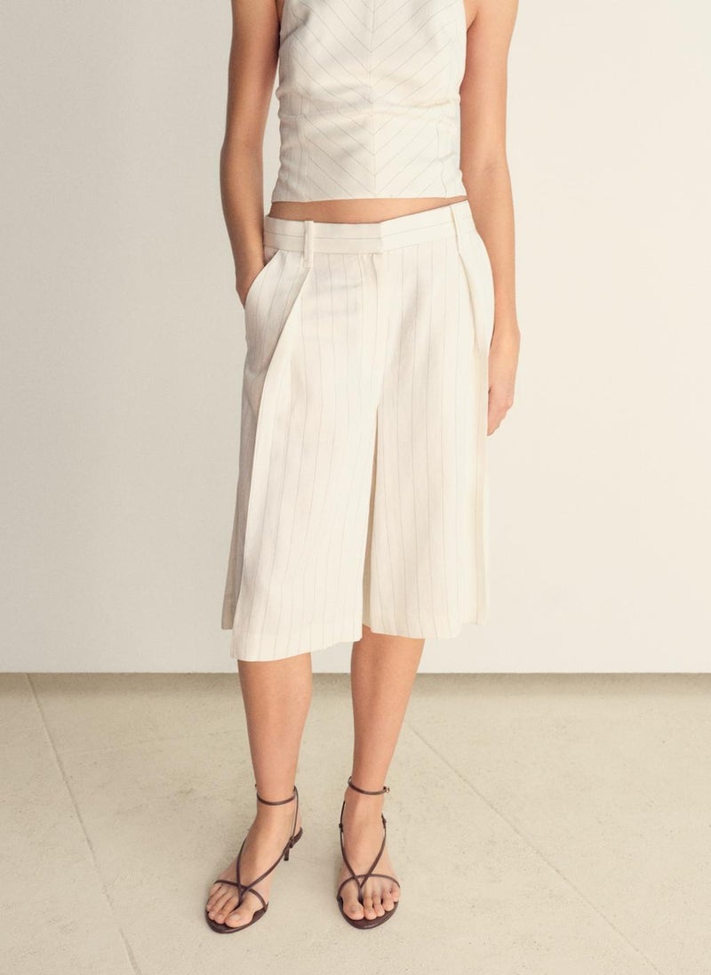 MANGO Striped Bermuda Shorts  - Image 1