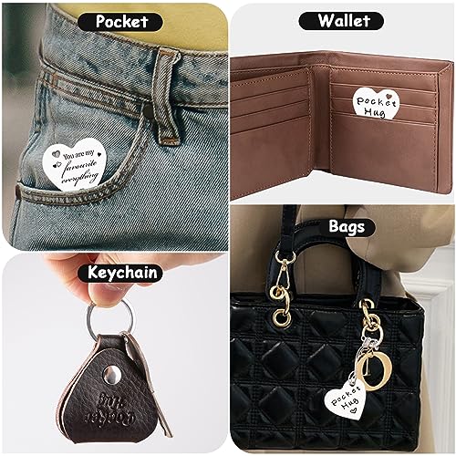 Qunrwe Pocket Hug Token & Leather Keychain,Thinking of You Miss You Gift,Long Distance Gift,Valentine's Day Anniversary Christmas Birthday Gifts for Her Him Family Friends Lover - Image 5