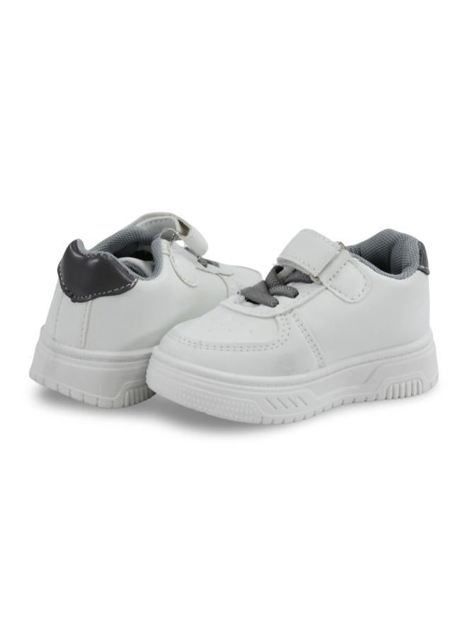 Baby Boys Leather Sneakers – Grey with Spider-Man Print - Image 2
