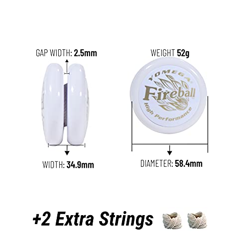 Yomega Fireball YoYo -HIGH Performance Responsive Transaxle Yoyo, Great for String Tricks for Advance Players to Perform Like Pros + Extra 2 yo yo Strings & 3 Month Warranty (White and Gold) - Image 4