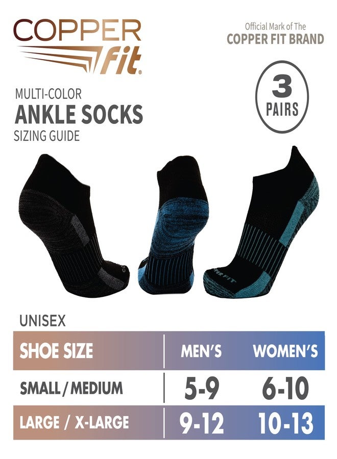 Copper Fit Unisex No Show Sport Socks, Black, Large-X-Large, 3 Pair - Image 5