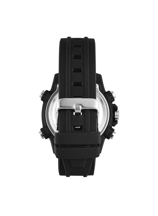 تيميكس ساعة يد TIMEX للرجال، عقارب ورقمية (Ana-Digi)، بمينا دائري وسوار من السيليكون الأسود، مقاومة للماء - TWESK3400T - Image 2