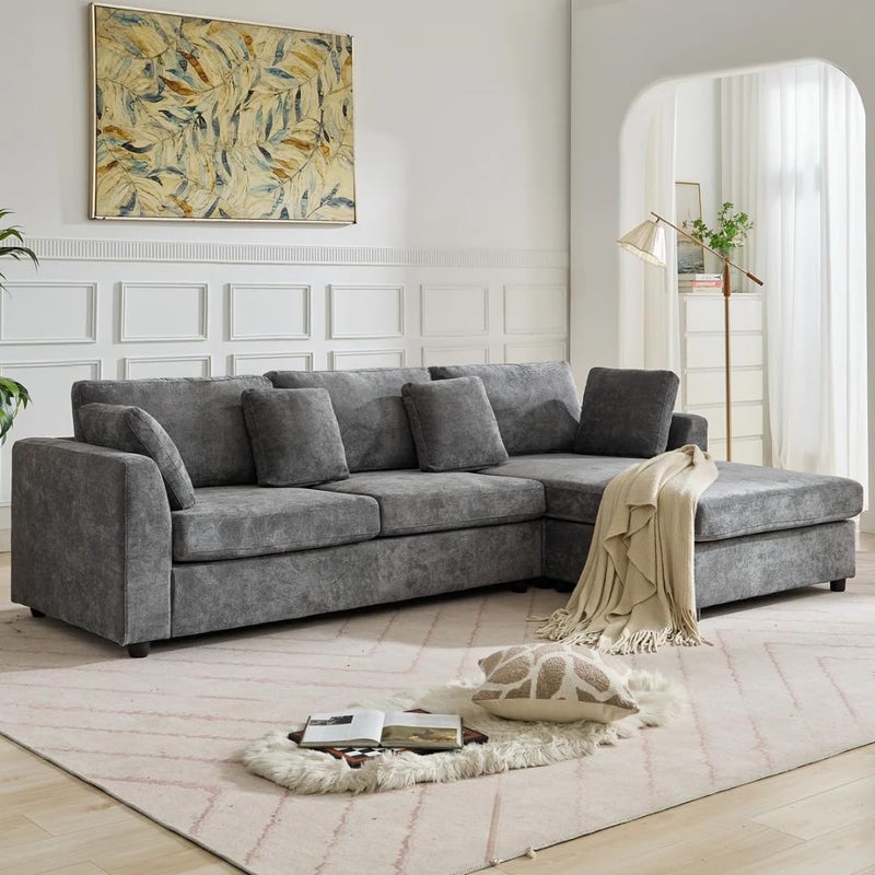 Modern 2-Piece Upholstered Sectional Sofa with Convertible Chaise Lounge - Gray, Right Hand Facing - Image 4