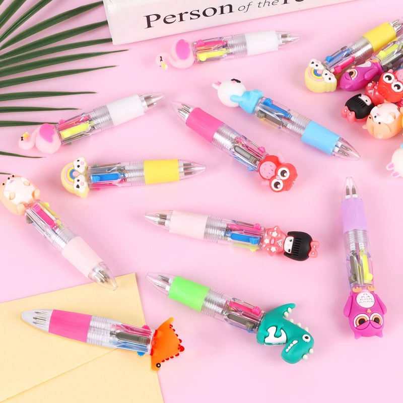 CCINEE 18pcs Mini Multicolor Pens In One  Cartoon Ballpoint Pens Bulk Cute Retractable Party Favor Writing Pen for Birthday Valentines Office Gift - Image 4