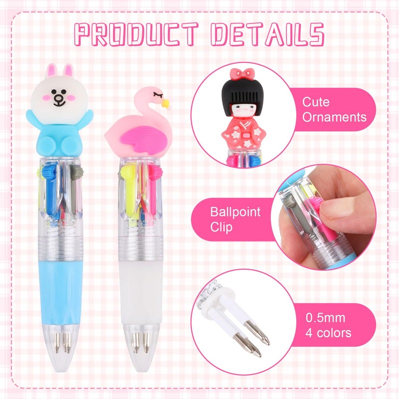 CCINEE 18pcs Mini Multicolor Pens In One  Cartoon Ballpoint Pens Bulk Cute Retractable Party Favor Writing Pen for Birthday Valentines Office Gift - Image 3