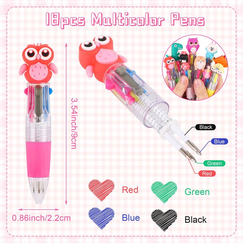 CCINEE 18pcs Mini Multicolor Pens In One  Cartoon Ballpoint Pens Bulk Cute Retractable Party Favor Writing Pen for Birthday Valentines Office Gift - Image 2