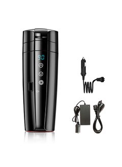 12V/24V Car Heating Cup, 400mL Stainless Steel Heated Travel Mug Car Home Dual Use Smart Temperature Control Electric Kettle for Coffee Tea Milk
