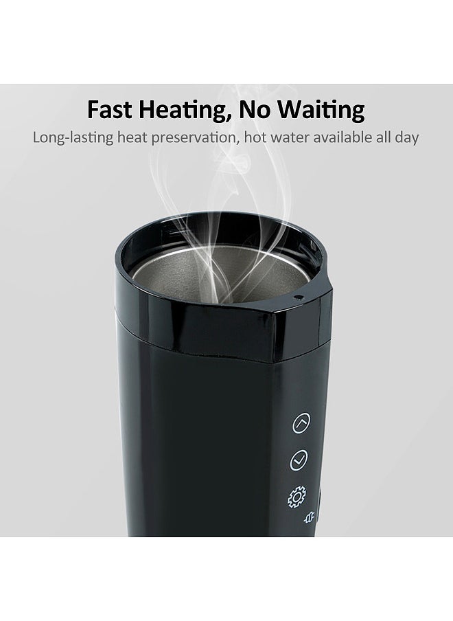 Generic - 12V/24V Car Heating Cup, 400mL Stainless Steel Heated Travel Mug Car Home Dual Use Smart Temperature Control Electric Kettle for Coffee Tea Milk - Image 1