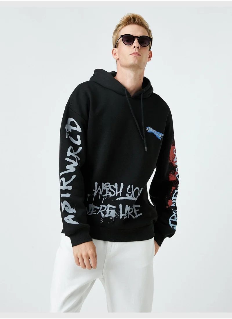 KOTON Printed Hoodie Long Sleeve