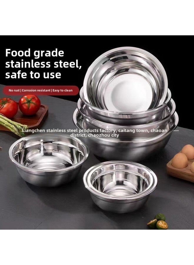 Strictly Selected Stainless Steel Disc Soup Basin Household Kitchen And Noodle Egg Basin Baking Special Cooking Basin-Specifications:14CM-Color:410 Stainless Steel 04 Thick  - Image 1
