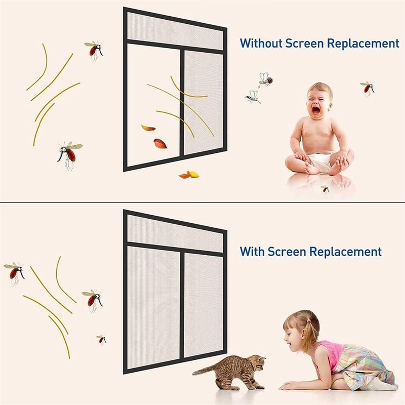 ELECDON DIY Self-adhesive Window Screen, Netting with Hook Sticky Tape and Cleaning Brush, Upgrade Encryption Removable Bug and Mosquito Mosquito Net for Windows, Adjustable Fits Any Size (1.5M x 2M, White) - Image 5