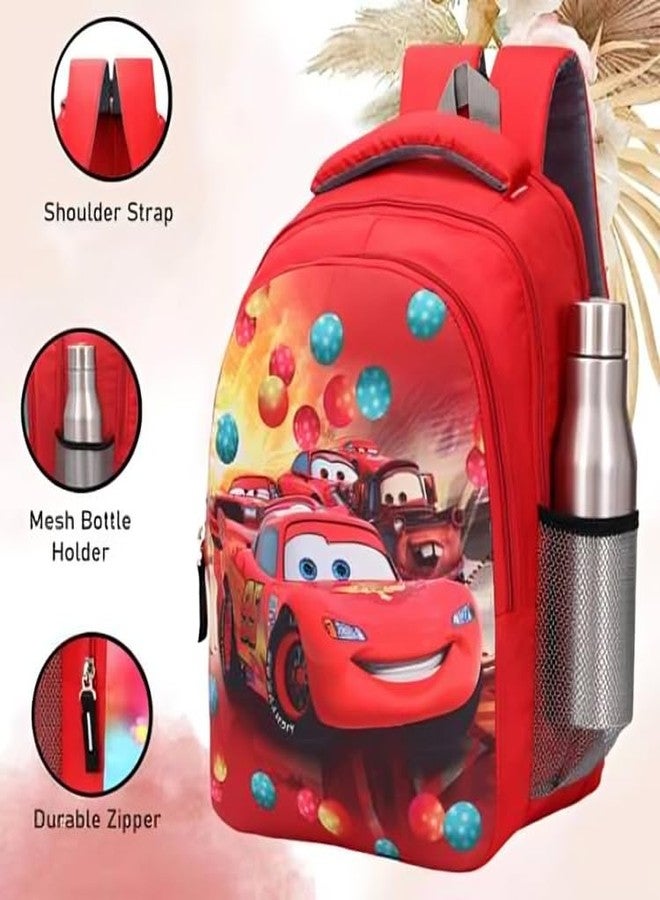 HOXY Kids School Backpack and Lunch Bag Set, Cars Theme Print, Red Colour, 2 Piece - Image 4