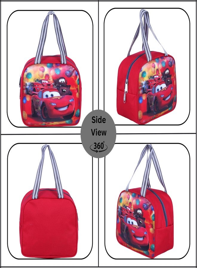 HOXY Kids School Backpack and Lunch Bag Set, Cars Theme Print, Red Colour, 2 Piece - Image 5