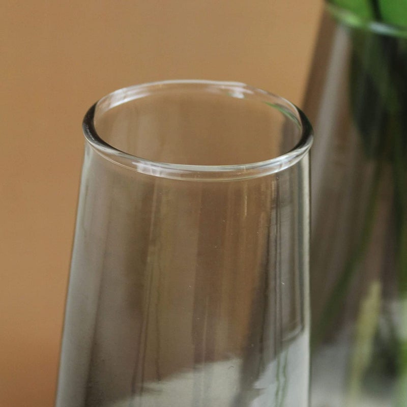 The Purple Tree Tapered Glass Vase For Home Decor Round Shape Center Table Bedroom Living Room And Office Decoration Pack Of 1 Smokey Grey Luster Glass Vase Decorative Vase Diwali Gift - Image 3