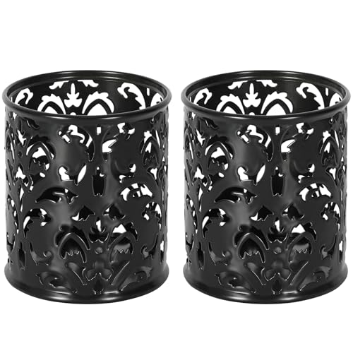 EasyPAG Black Pen Holder for Desk 2 Pack Metal Pen Holder Organizer Pencil Cup Holder for Home, Office, Classroom, School - Image 1