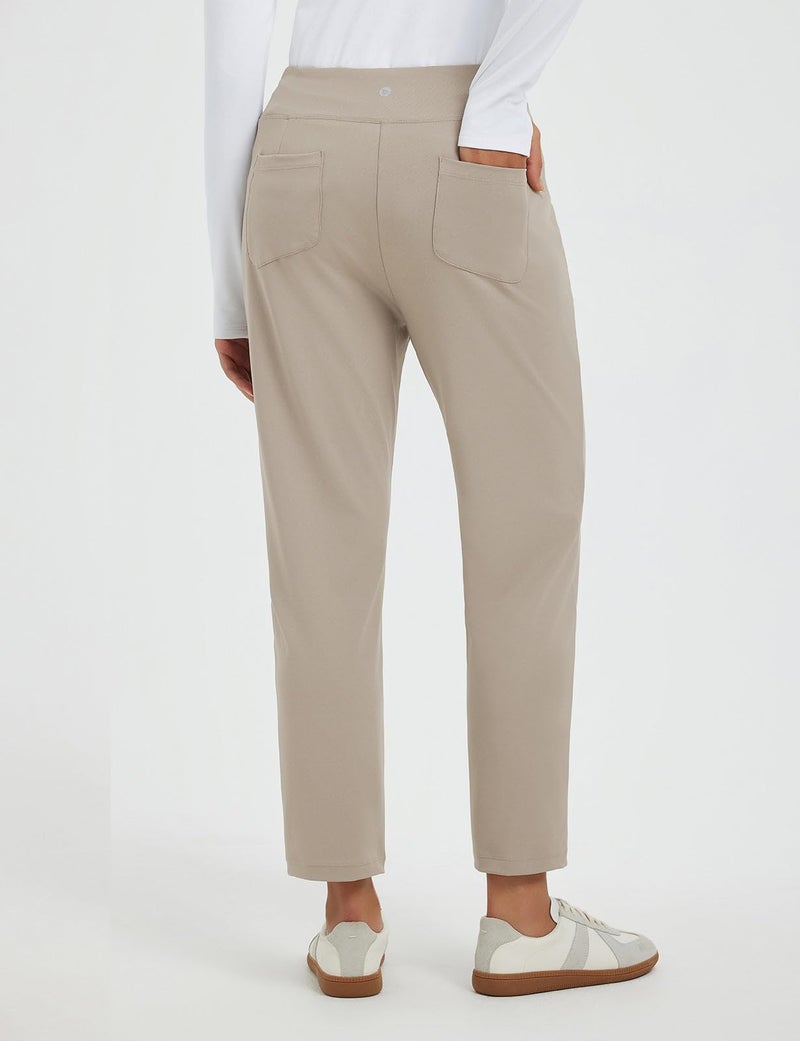 baleaf Womens Khaki Travel Pants Stretch Golf Pants with Pockets Petite Ankle Dressy Work Business Casual Slacks M - Image 2